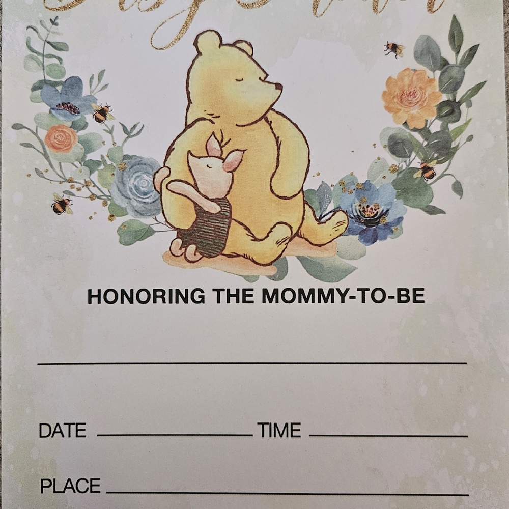 Charming Baby Shower Invitation with Bear and Piglet